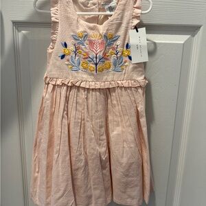 Max Studio Light Pink Embroidered Floral Ruffle Dress